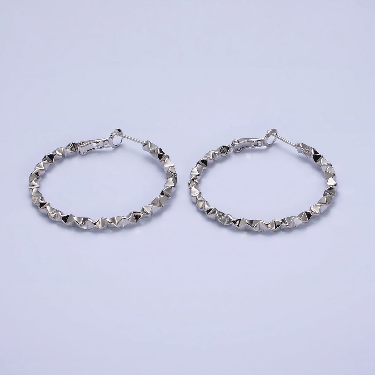 Twist Hoop Earrings | 16K Gold Filled Thick Hoops | Wavy Gold Hoop Earrings 40mm Statement Hoop AD1006 AD1007 - DLUXCA