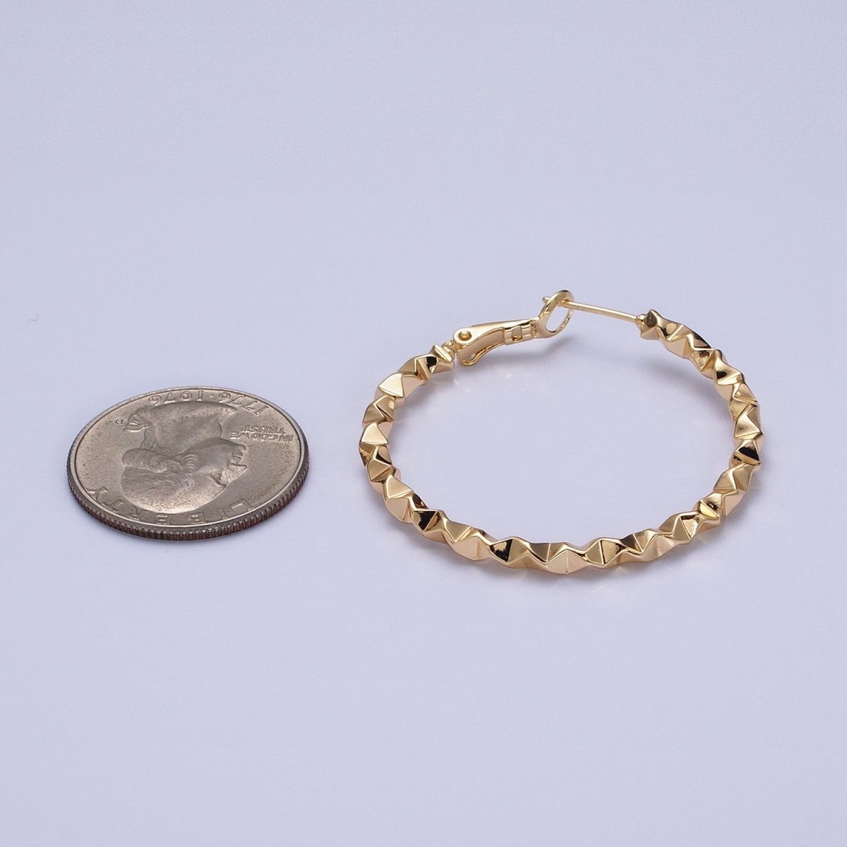 Twist Hoop Earrings | 16K Gold Filled Thick Hoops | Wavy Gold Hoop Earrings 40mm Statement Hoop AD1006 AD1007 - DLUXCA