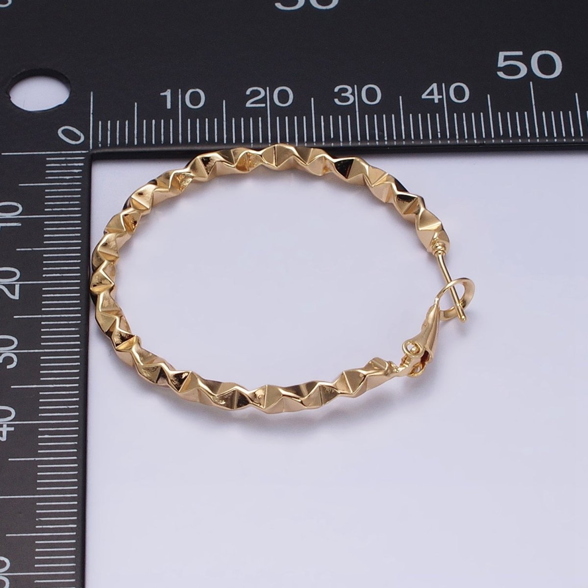 Twist Hoop Earrings | 16K Gold Filled Thick Hoops | Wavy Gold Hoop Earrings 40mm Statement Hoop AD1006 AD1007 - DLUXCA