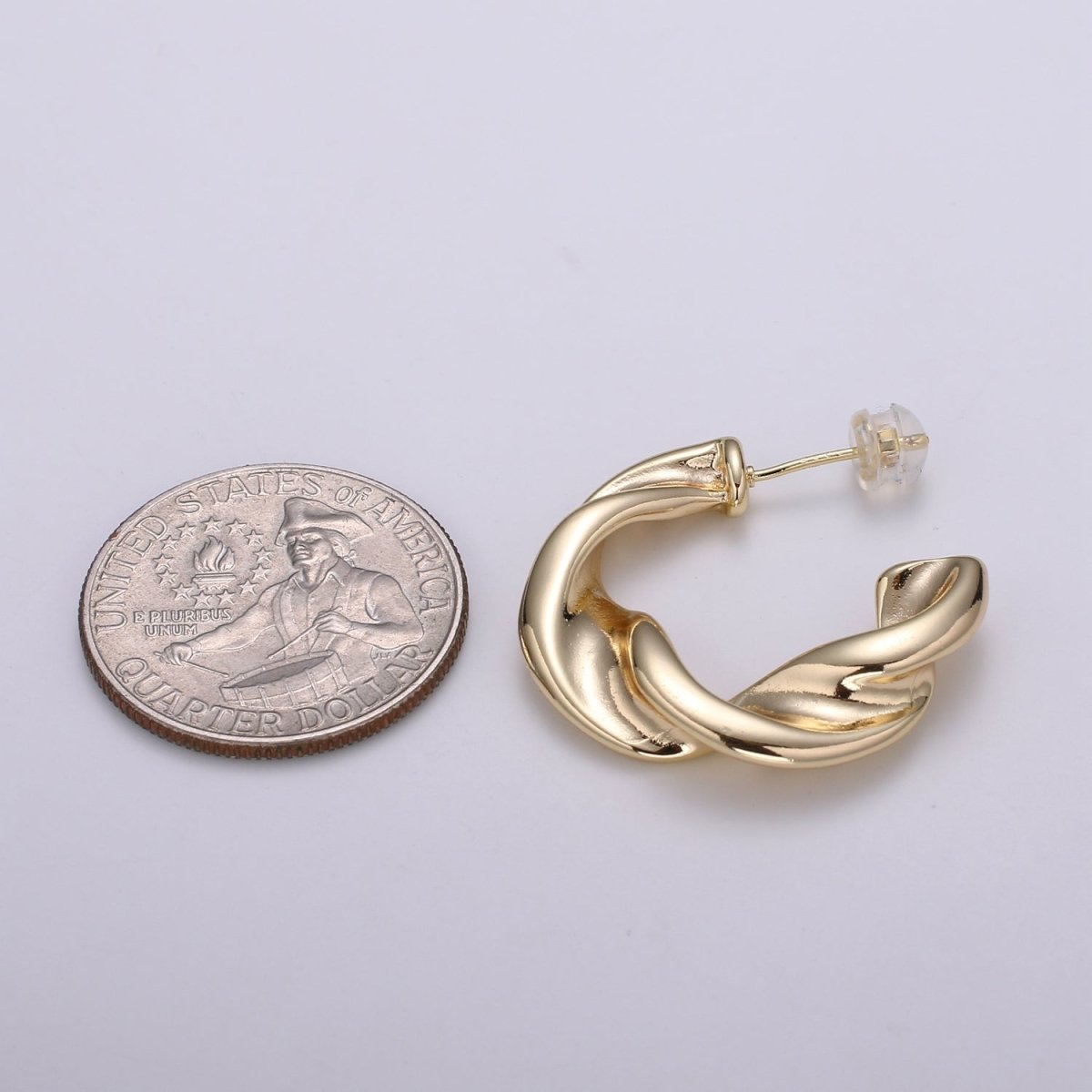 Twisted Design 18K Gold Stud Earring, Rose Gold Wavy Earring for DIY Earring Craft Supply Jewelry Making Q-459 - DLUXCA