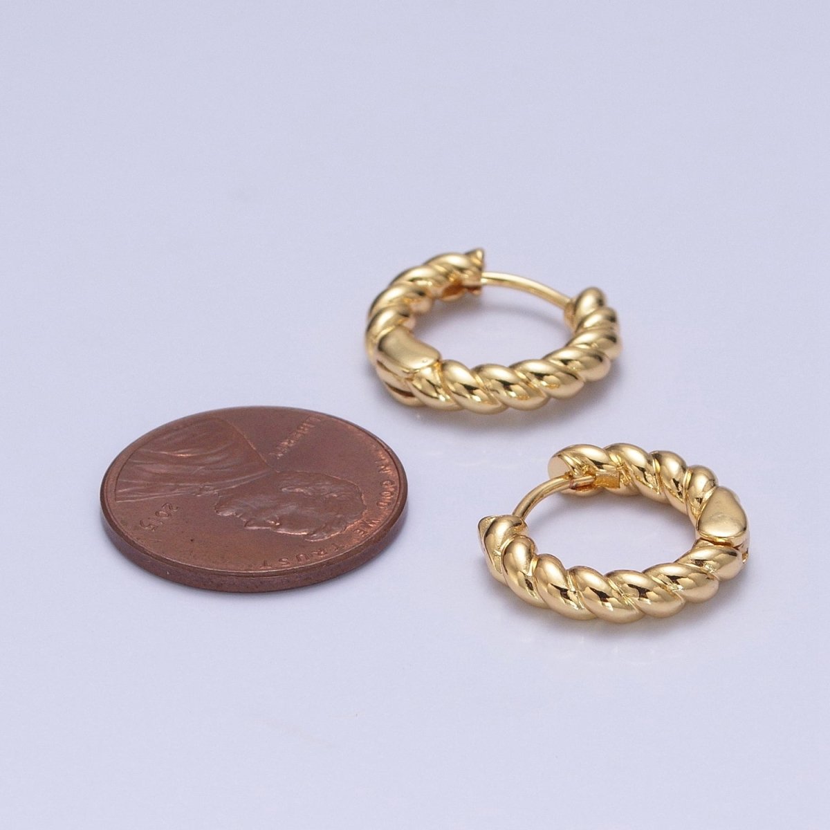 Twisted Gold Hoop Earrings for Women Dainty Gold Hoop Lightweight Earrings for Girls T-395 - DLUXCA