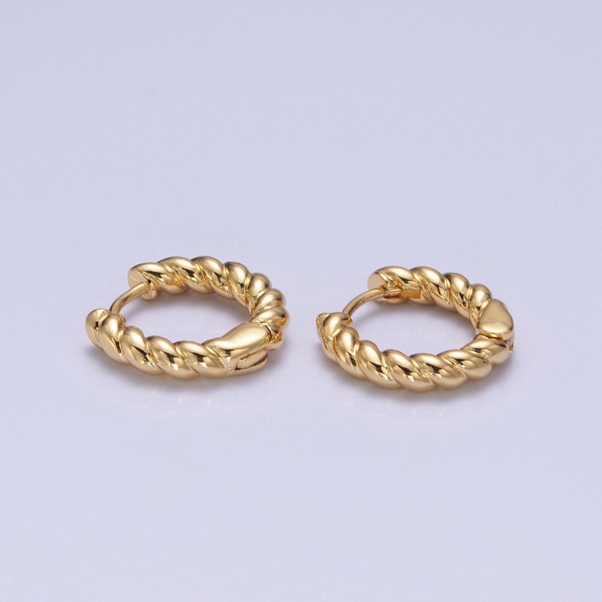 Twisted Gold Hoop Earrings for Women Dainty Gold Hoop Lightweight Earrings for Girls T-395 - DLUXCA