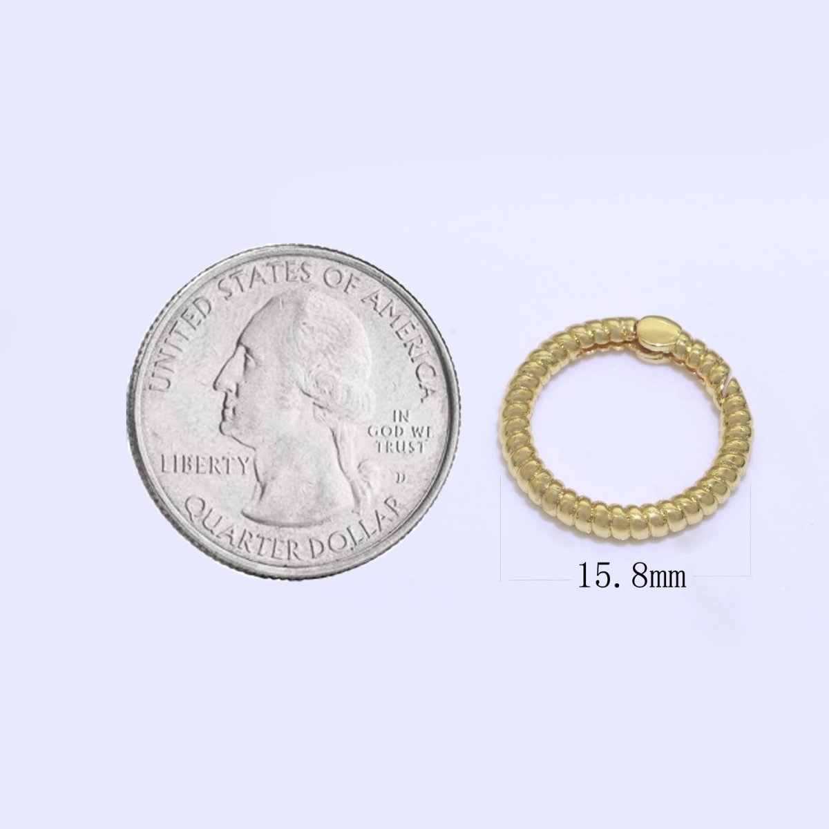 Twisted Gold Spring Gate Ring, 16 mm Marine Rope Push Gate ring, Charm Holder Clasp for Connector Bracelet End Clasp Rose Gold Silver L-448 L-449 L-450 - DLUXCA