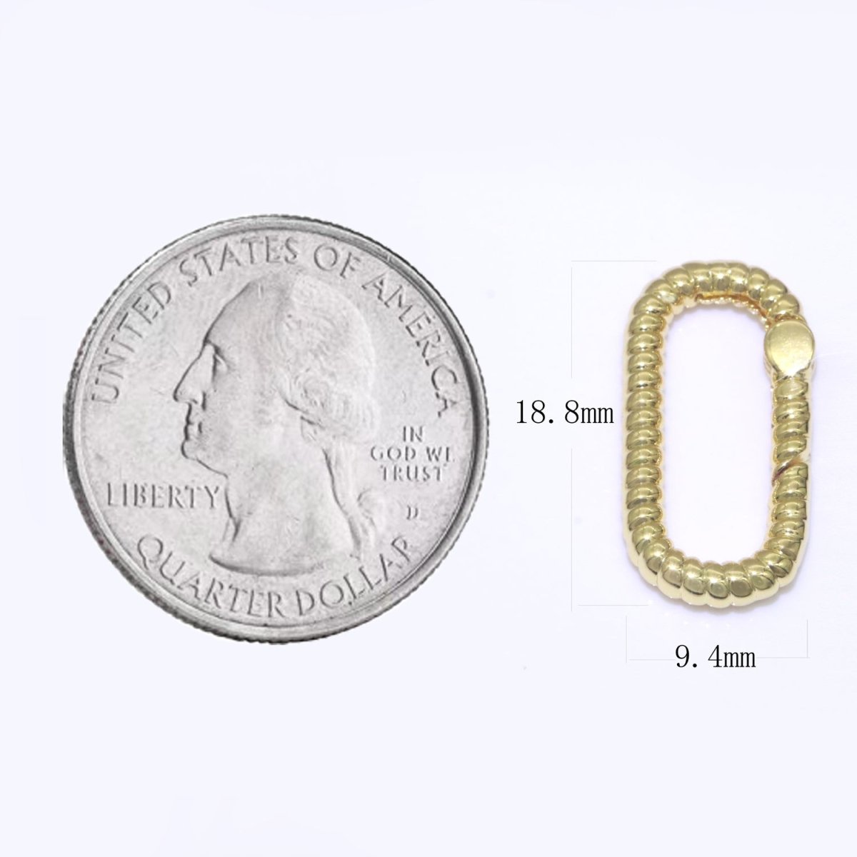 Twisted Gold Spring Gate Ring, 18.8 mm Marine Rope Push Gate ring, Charm Holder Clasp for Connector Bracelet End Clasp Rose Gold Silver L-451~L-453 - DLUXCA