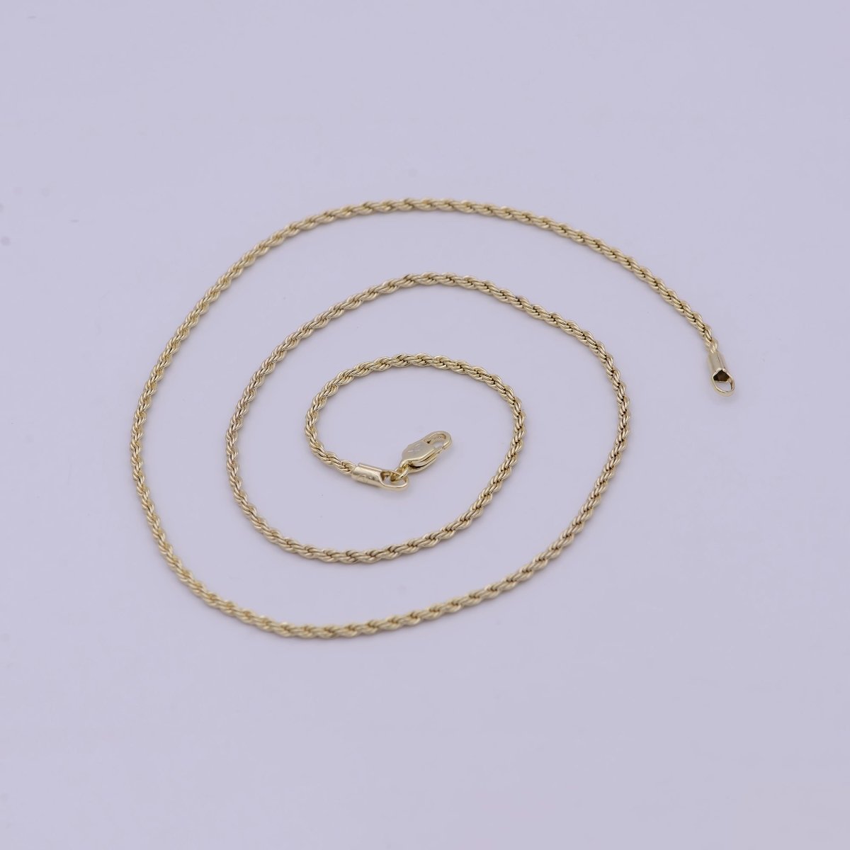 Twisted Rope Chain Necklace - 14K Gold Filled Necklace Chain - 20 Inches Rope Necklace w/ Lobster Clasps | WA-526 Clearance Pricing - DLUXCA