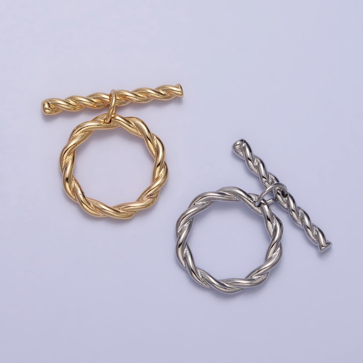 Twisted Rope Toggle Clasps Jewelry Closure Supply in Gold & Silver | Z-055 Z-056 - DLUXCA