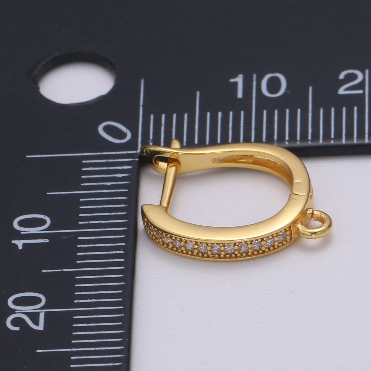 U Shaped Huggie Earring 24K Gold Filled Cubic Zirconia with open link for Jewelry Making L-227 - DLUXCA