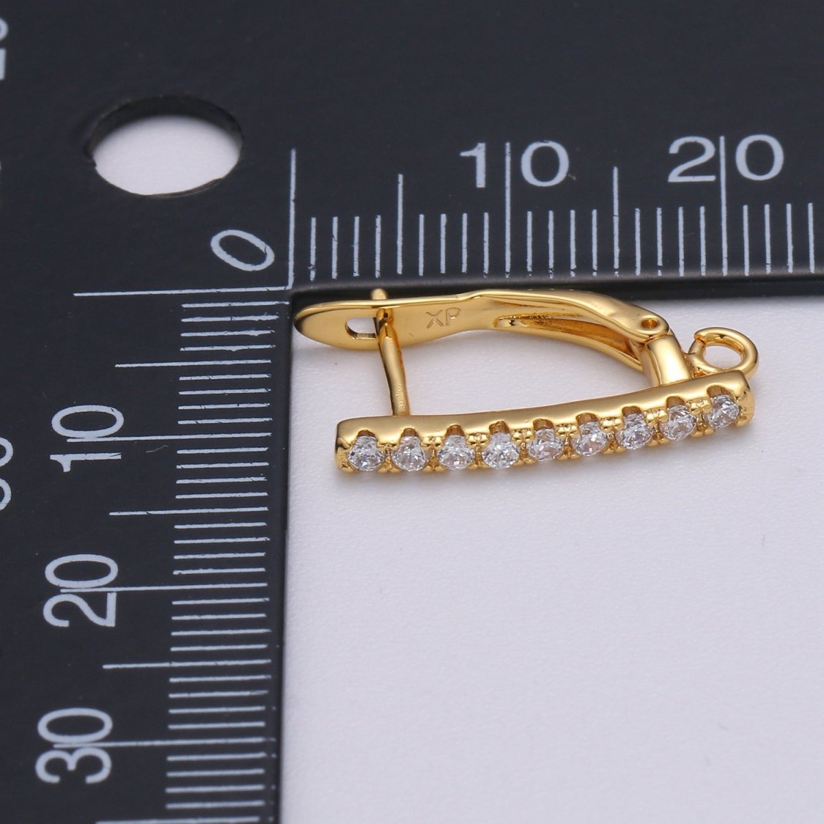 U Shaped Huggie Earring 24K Gold Filled Cz Micro Pave Hoops with open link for Jewelry Making Supply L-229 - DLUXCA