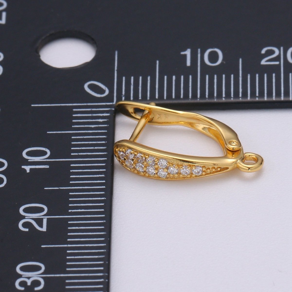 U Shaped Huggie Earring 24K Gold Filled Cz Micro Pave Hoops with open link for Jewelry Making Supply L-230 - DLUXCA