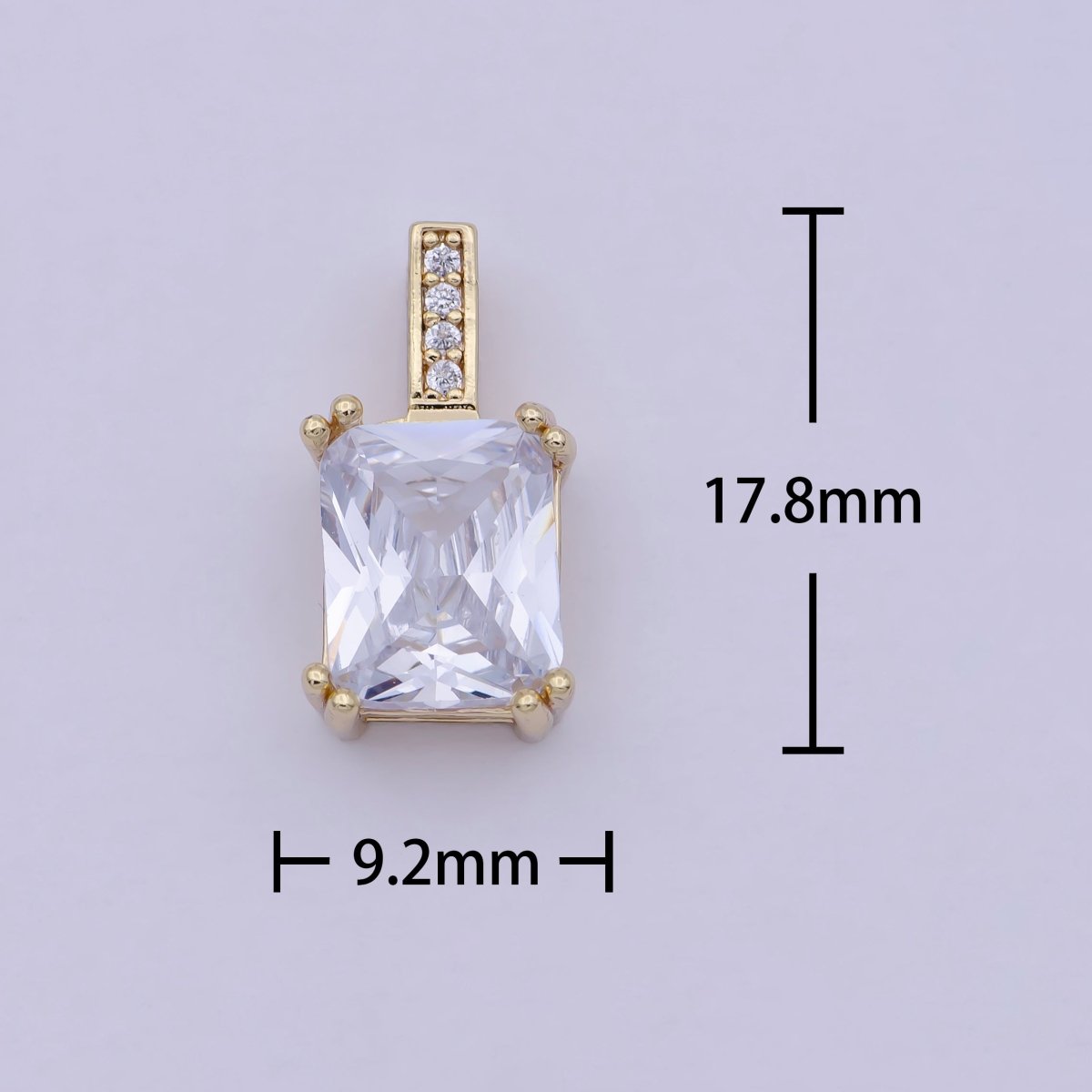 Unique Emerald Cut Solitaire Pendant Necklace Square CZ Diamond Charm for Bridal Wedding Necklace Dainty Necklace J-449 - DLUXCA
