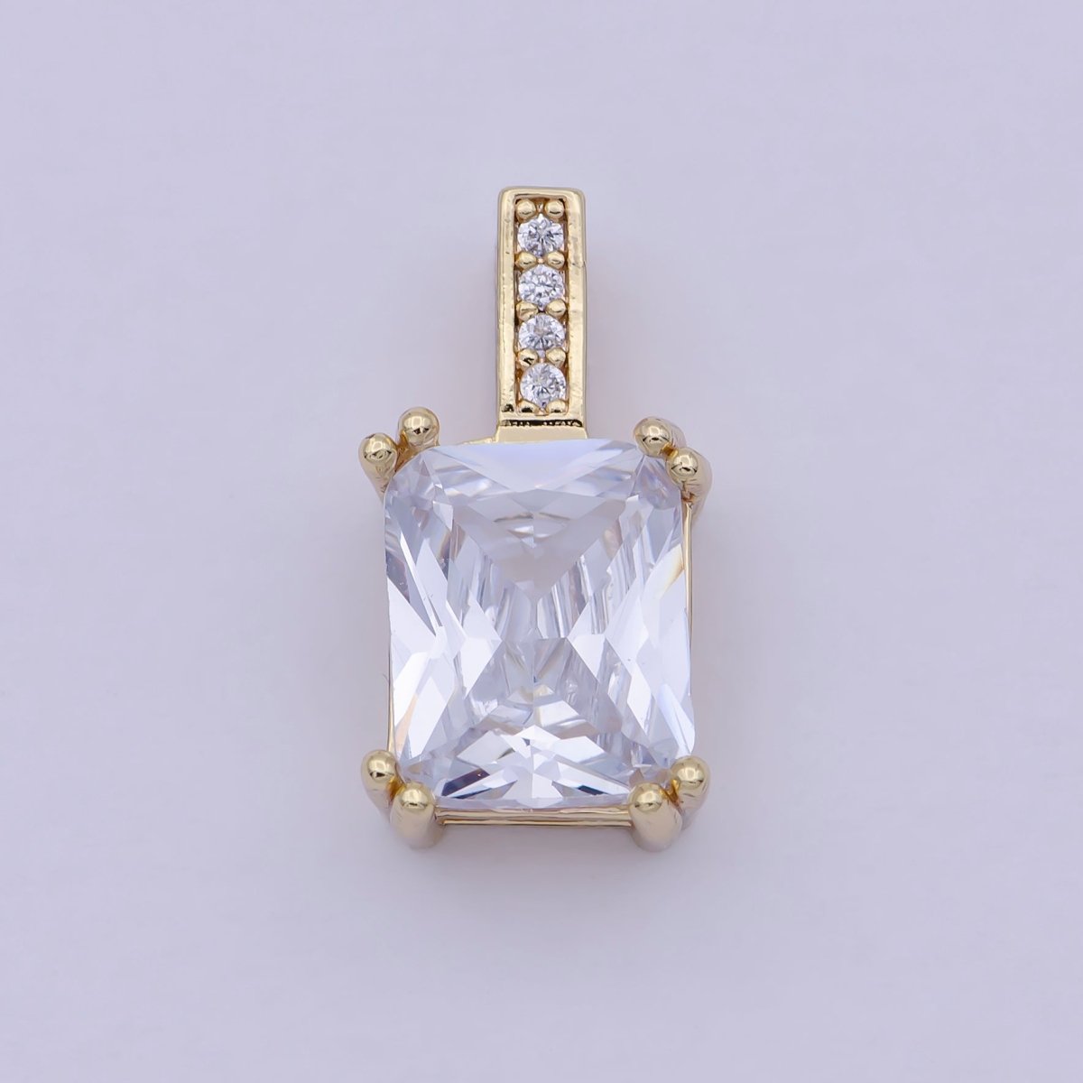 Unique Emerald Cut Solitaire Pendant Necklace Square CZ Diamond Charm for Bridal Wedding Necklace Dainty Necklace J-449 - DLUXCA