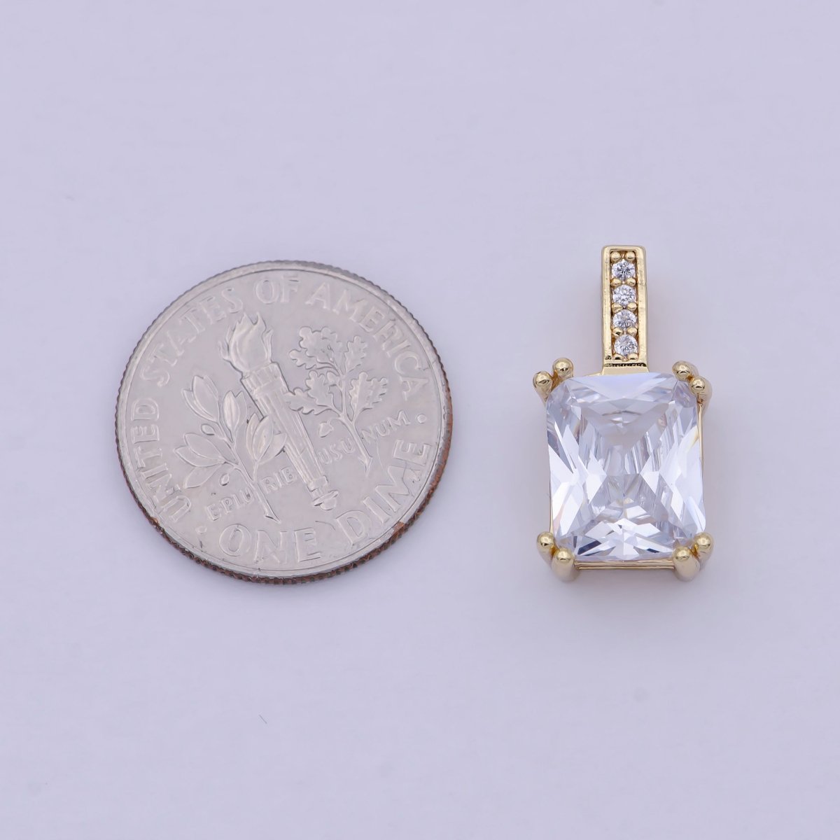 Unique Emerald Cut Solitaire Pendant Necklace Square CZ Diamond Charm for Bridal Wedding Necklace Dainty Necklace J-449 - DLUXCA