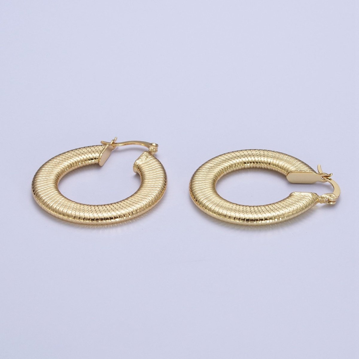 Unique Gold Hoops Line Pattern Earring for Fashion Statement Jewelry T-023 - DLUXCA