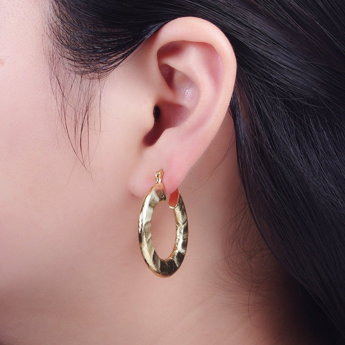 Unique Gold Hoops Pattern Earring for Fashion Statement Jewelry T-024 - DLUXCA