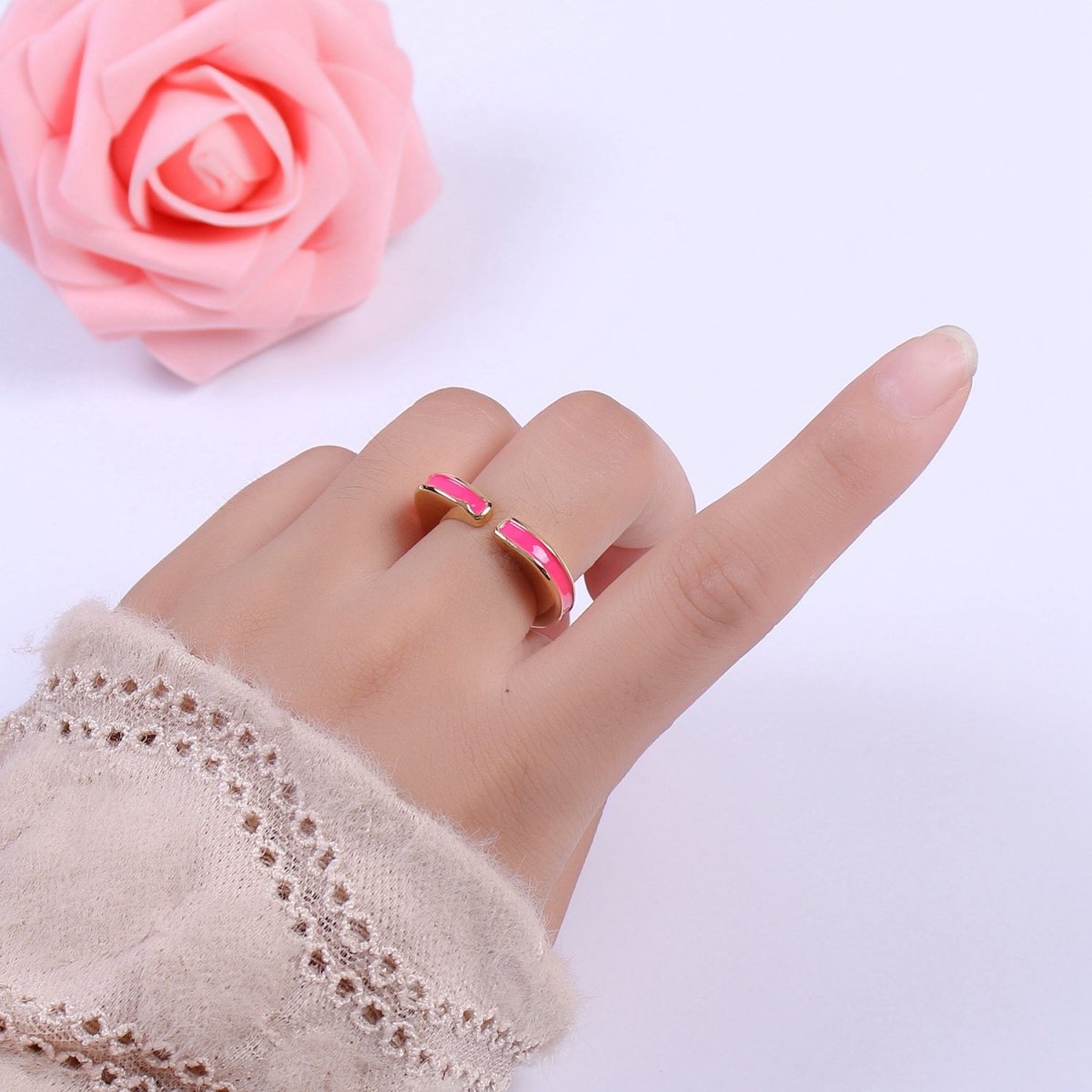 Unique Heart Shaped Open Ring Enamel Colorful Band S-258 ~ S-267 - DLUXCA