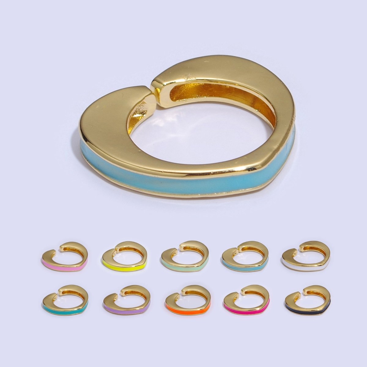 Unique Heart Shaped Open Ring Enamel Colorful Band S-258 ~ S-267 - DLUXCA