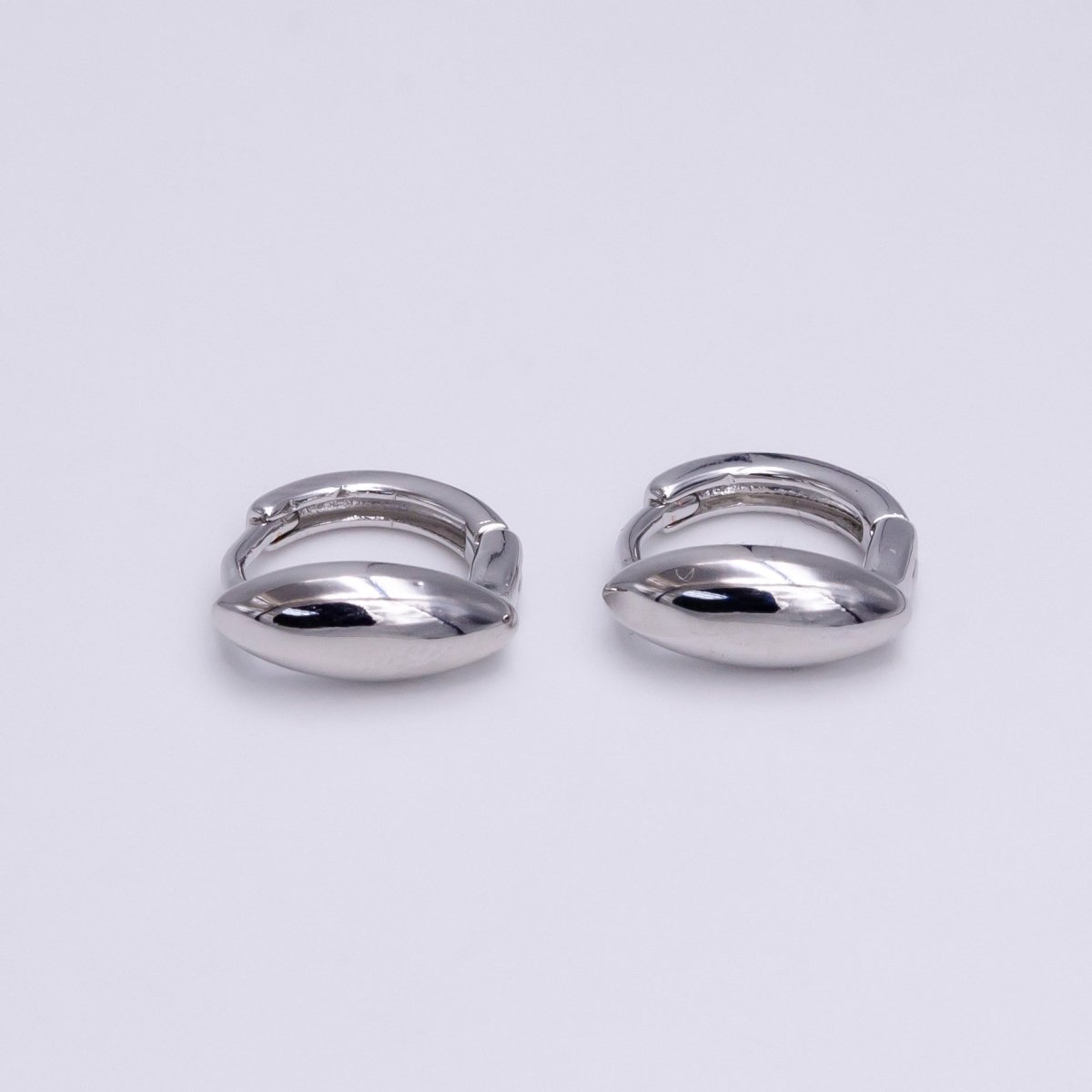 Unique Oval Huggie Earring in Gold Silver 11mm Hoop Earring AE-779 - DLUXCA