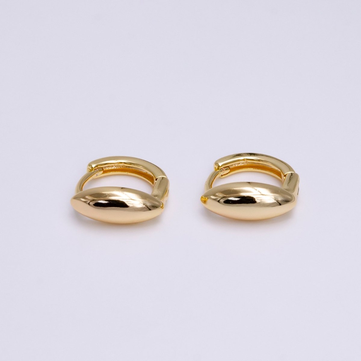 Unique Oval Huggie Earring in Gold Silver 11mm Hoop Earring AE-779 - DLUXCA