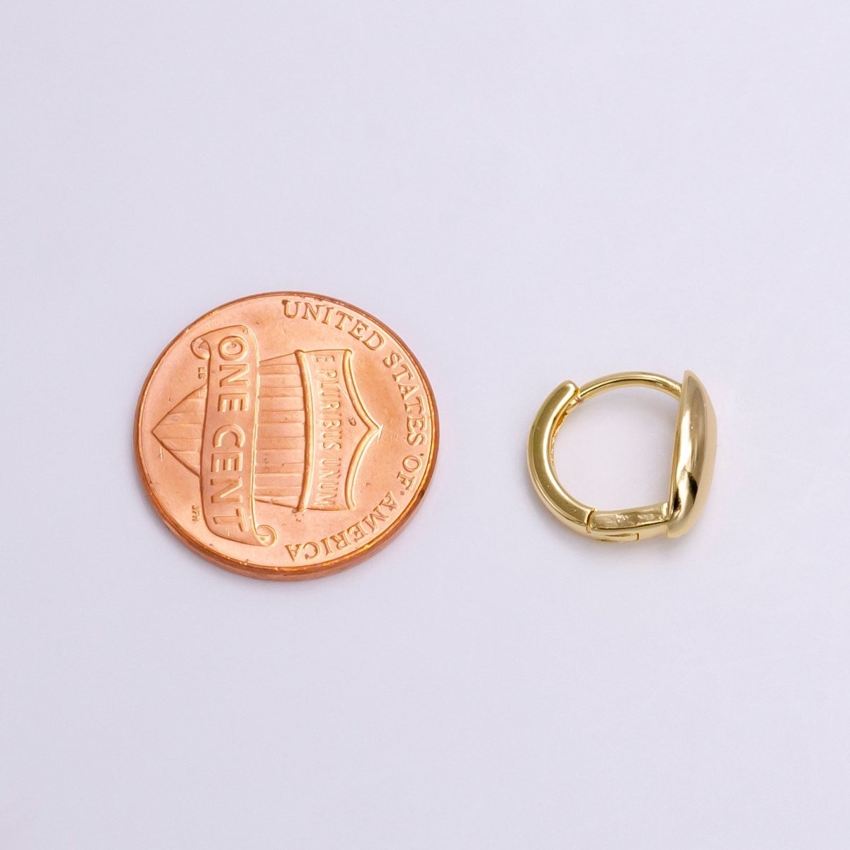 Unique Oval Huggie Earring in Gold Silver 11mm Hoop Earring AE-779 - DLUXCA