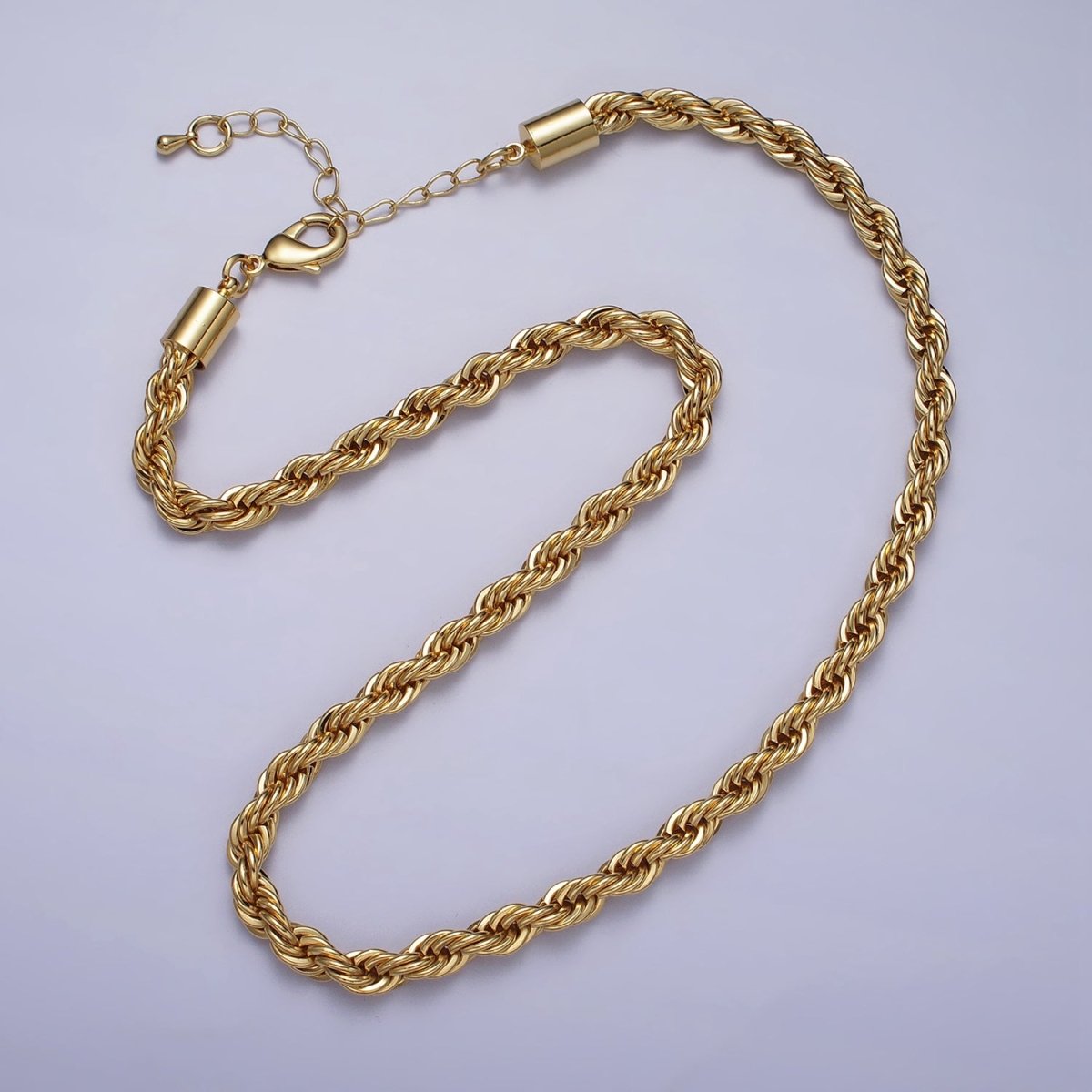 Unisex Bold Gold Rope necklace, Thick Chunky chain necklace 5.5mm Twist Necklace 17", 19.5 inch + 2 inch extender | WA-1528 WA-1529 WA-1530 Clearance Pricing - DLUXCA