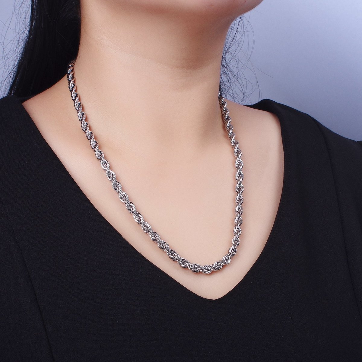 Unisex Bold Gold Rope necklace, Thick Chunky chain necklace 5.5mm Twist Necklace 17", 19.5 inch + 2 inch extender | WA-1528 WA-1529 WA-1530 Clearance Pricing - DLUXCA