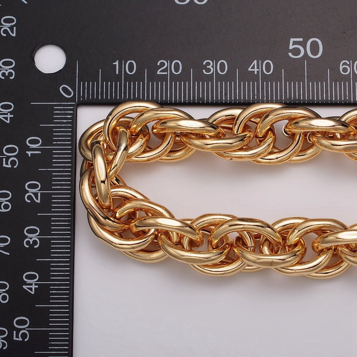 Unsoldered Gold Espiga Spiga Wheat Chain 13mm, 17.5mm Width for Statement Jewelry Unfinished Chain by Yard in Gold & Silver Unsoldered | ROLL-1183 ~ ROLL-1186 Clearance Pricing - DLUXCA