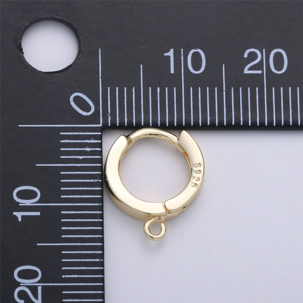 Vermeil Gold Earring Findings - Open Link earring Post, 14k yellow gold over 925 sterling silver 10mm huggie hoop earring K-519 - DLUXCA