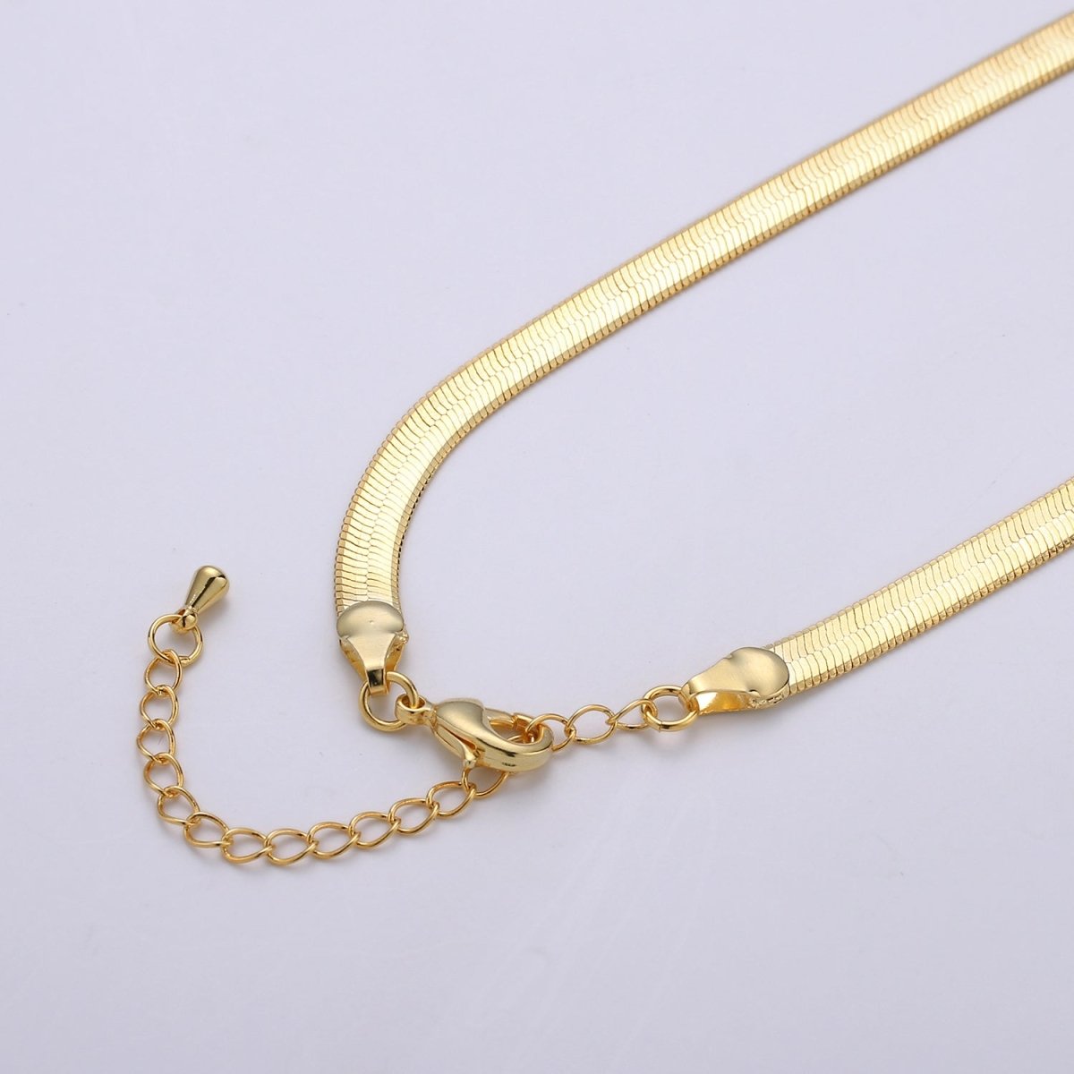 Vermeil Herringbone Chain Gold Plated over Sterling Silver Bold Necklace 3, 4, 5mm wide Herringbone Chain for Layering Necklace 16, 18, 20 Inch | CN-766 - CN-781, 930, 931, 932, 949, 950, 970 Clearance Pricing - DLUXCA