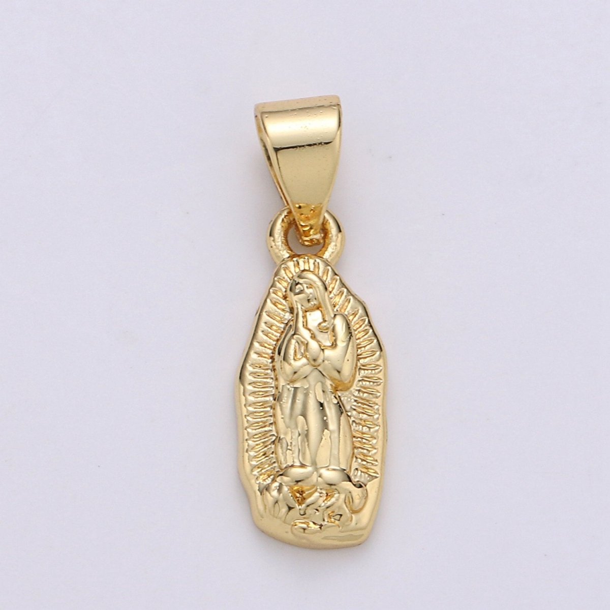 Vintage Mary Charm Necklace 14K Gold Filled Holy Mary Pendant Necklace, Our Lady of Guadalupe Pendant Necklace For Religious Jewelry Making J-006 - DLUXCA