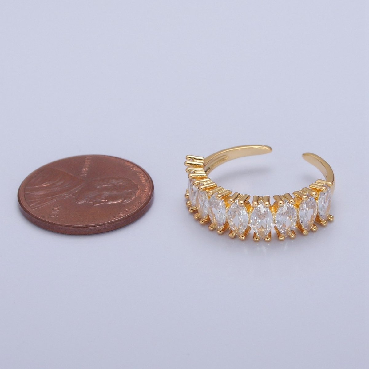 Vintage Pave Clear Ring for Statement Ring Open Adjustable Jewelry O-2174 - DLUXCA