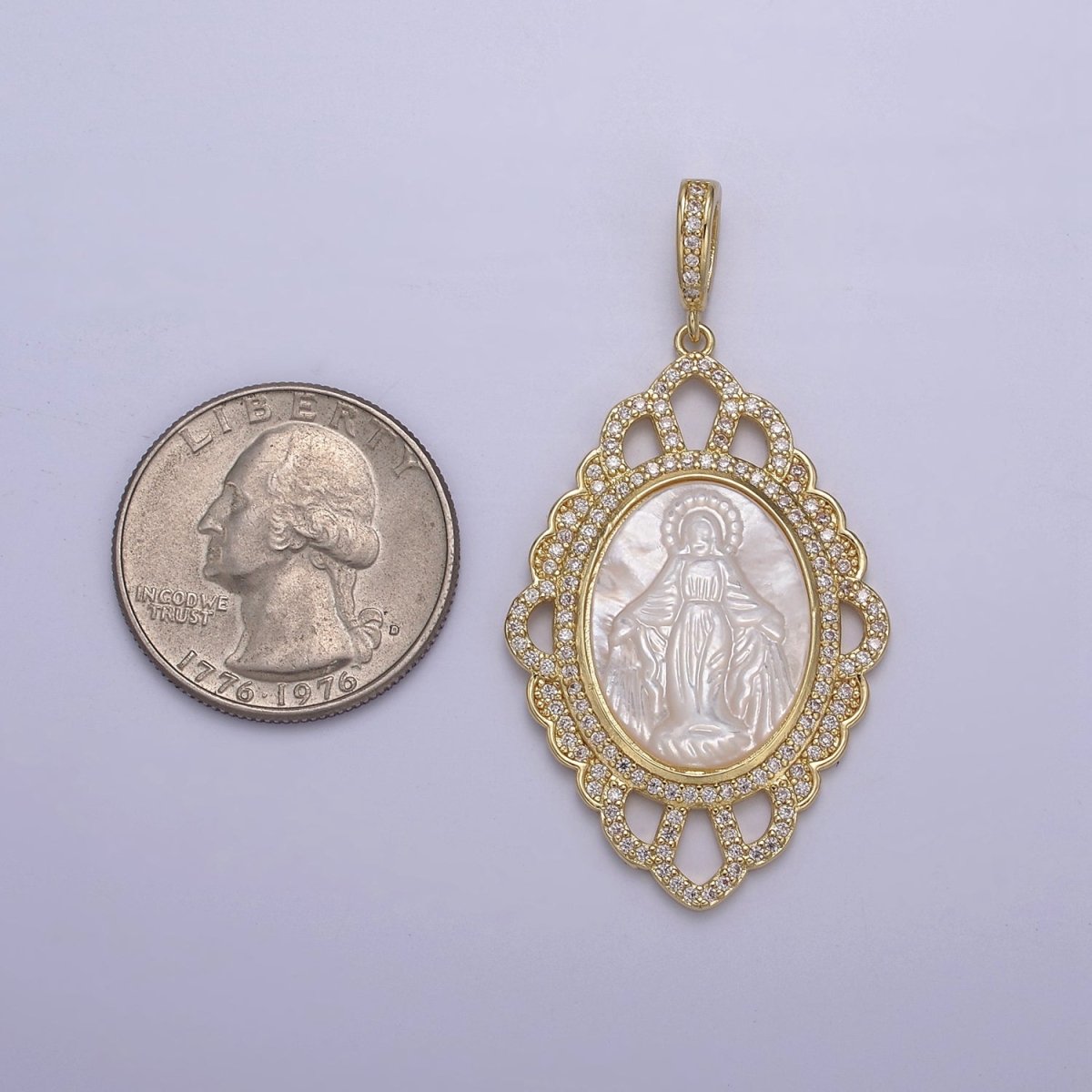 Vintage Pearl Medallion Virgin Mary / Miraculous Lady Guadalupe Pendant for Statement Jewelry Necklace Supply N-565 N-566 - DLUXCA