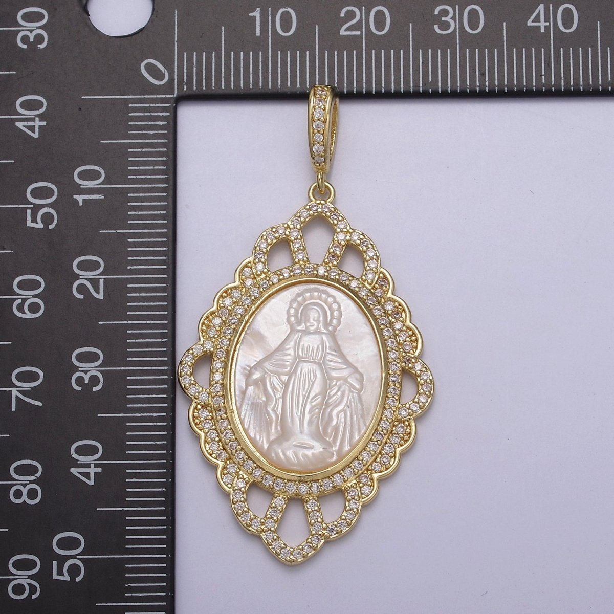 Vintage Pearl Medallion Virgin Mary / Miraculous Lady Guadalupe Pendant for Statement Jewelry Necklace Supply N-565 N-566 - DLUXCA