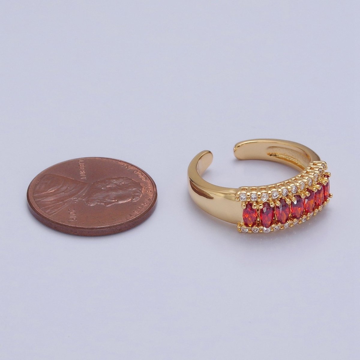 Vintage Red Cz Ring Antique Gold Ring O-2175 - DLUXCA