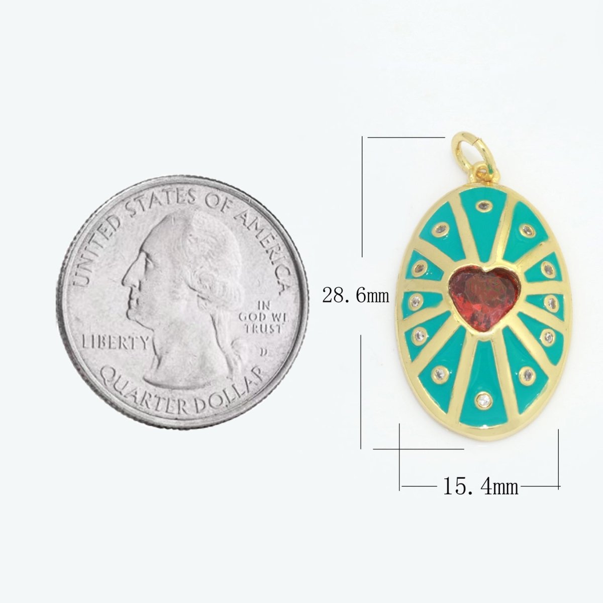 Vintage Shield Pendant 14k Gold Filled Heart Cz Stone Enamel Medallion Charm for Jewelry Making Supply M-701 - M-710 - DLUXCA