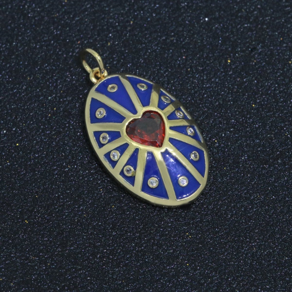 Vintage Shield Pendant 14k Gold Filled Heart Cz Stone Enamel Medallion Charm for Jewelry Making Supply M-701 - M-710 - DLUXCA