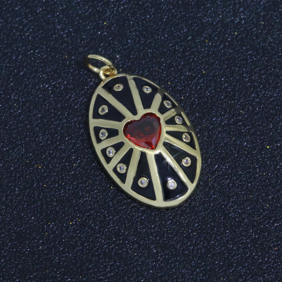 Vintage Shield Pendant 14k Gold Filled Heart Cz Stone Enamel Medallion Charm for Jewelry Making Supply M-701 - M-710 - DLUXCA