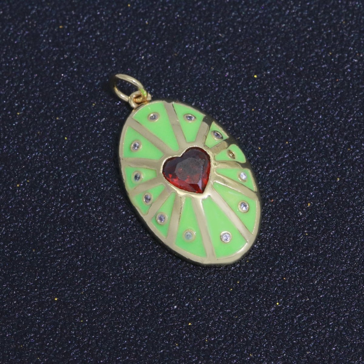 Vintage Shield Pendant 14k Gold Filled Heart Cz Stone Enamel Medallion Charm for Jewelry Making Supply M-701 - M-710 - DLUXCA