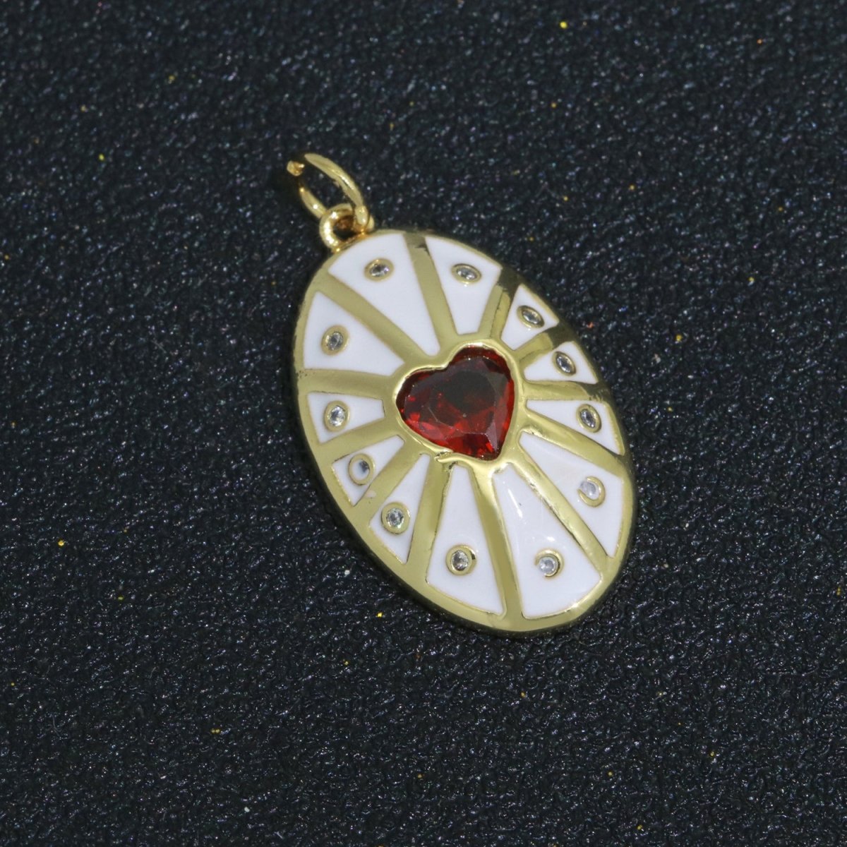 Vintage Shield Pendant 14k Gold Filled Heart Cz Stone Enamel Medallion Charm for Jewelry Making Supply M-701 - M-710 - DLUXCA