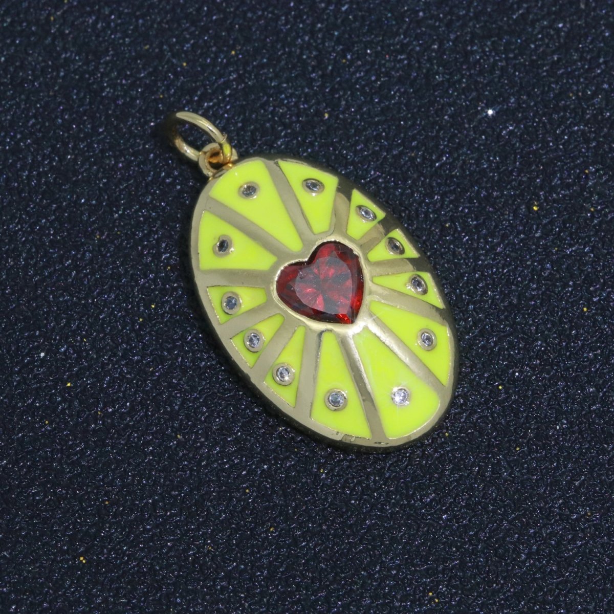 Vintage Shield Pendant 14k Gold Filled Heart Cz Stone Enamel Medallion Charm for Jewelry Making Supply M-701 - M-710 - DLUXCA