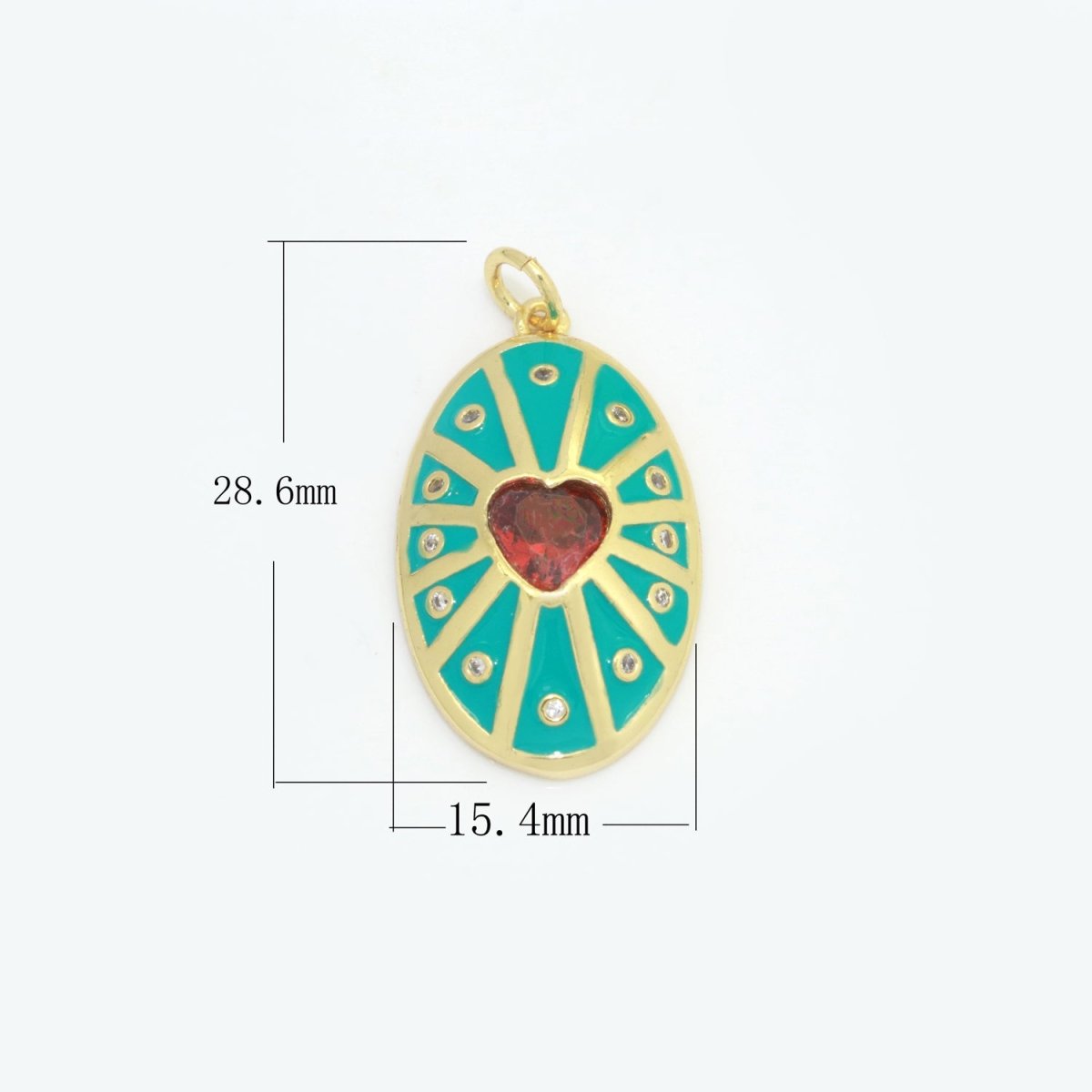 Vintage Shield Pendant 14k Gold Filled Heart Cz Stone Enamel Medallion Charm for Jewelry Making Supply M-701 - M-710 - DLUXCA