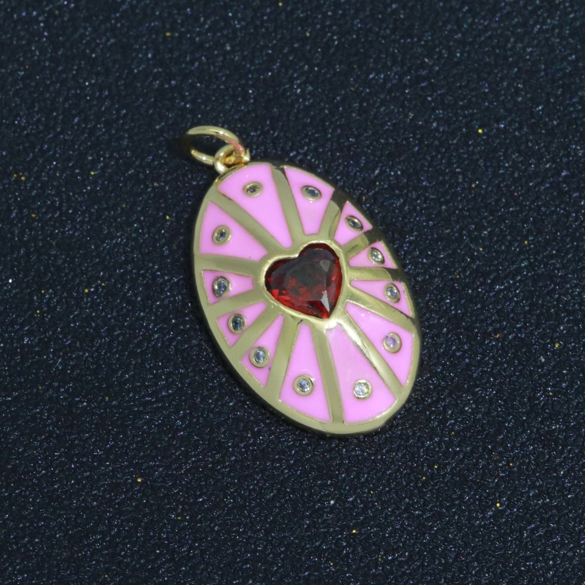 Vintage Shield Pendant 14k Gold Filled Heart Cz Stone Enamel Medallion Charm for Jewelry Making Supply M-701 - M-710 - DLUXCA