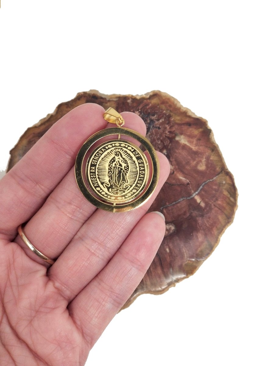 Virgin Mary Charm Our Lady of Guadalupe Pendant, Religious Pendant, Pendant Necklace, Catholic jewelry, Religious Jewelry, Spiritual Jewelry J-633 - DLUXCA