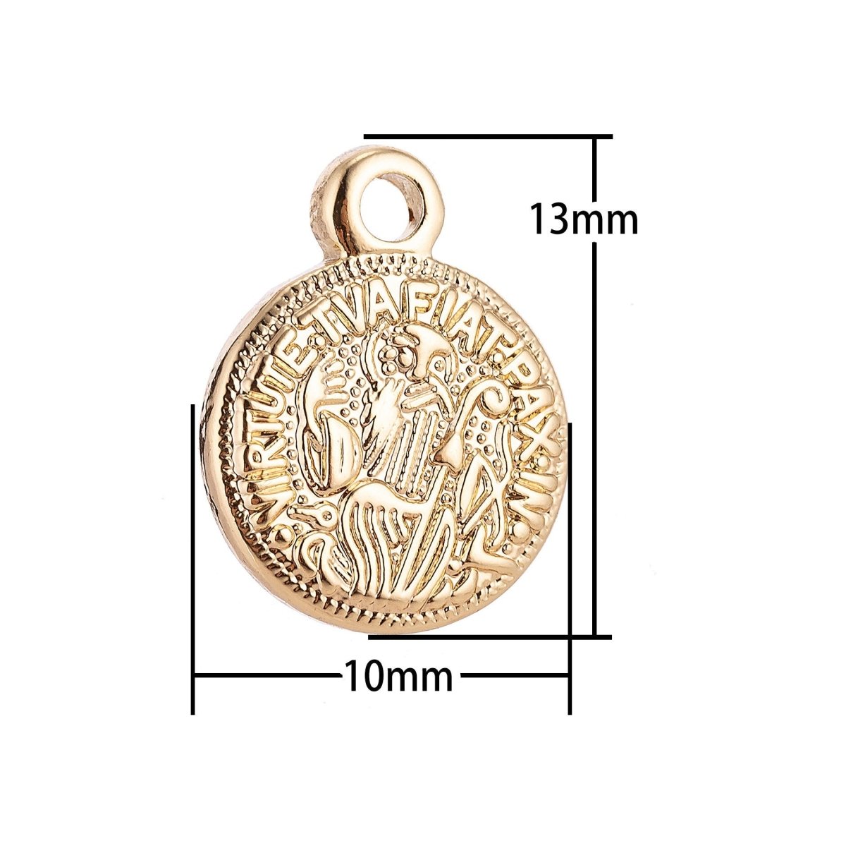 Virtute Tua Fiat Pax in (May there be peace in your strength) Pendant Charm Gold Filled C-007 C-298 - DLUXCA