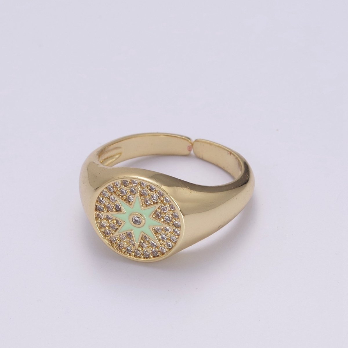 Wanderlust Signet Ring • Star CZ Ring • North Star Ring • Celestial Jewelry • Best Friend Gift • Graduation Gift U-181 ~ U-184 - DLUXCA