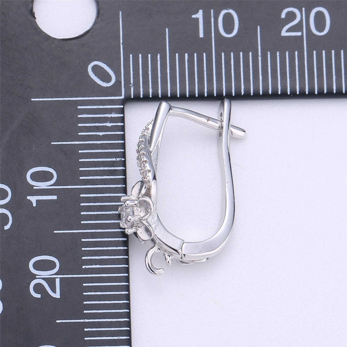 Wedding Jewelry Cubic One Touch Earring for jewelry Making Supply Rhodium- Plated lead free nickel free K-281 - DLUXCA