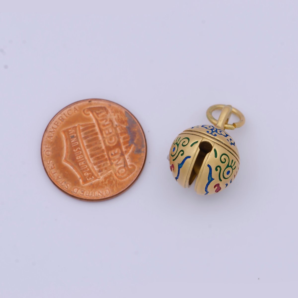 "Wellbeing Safety" Chinese Character Enamel Tiger Ball Gold Protection Charm | X-713 - DLUXCA