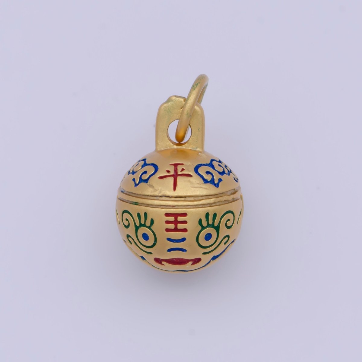 "Wellbeing Safety" Chinese Character Enamel Tiger Ball Gold Protection Charm | X-713 - DLUXCA