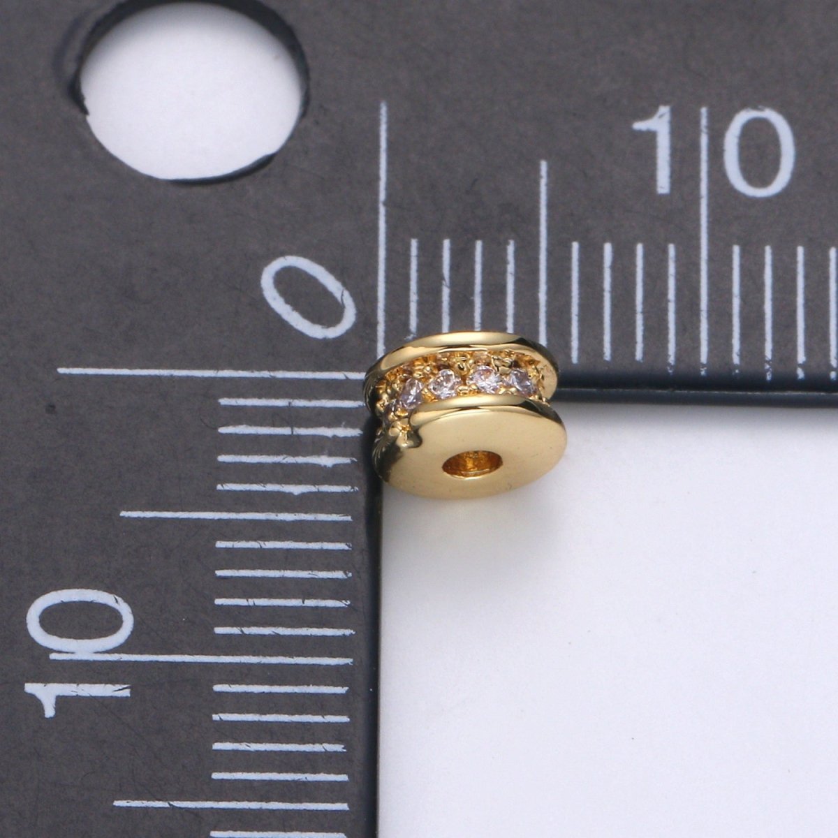 Wheel Spacer Beads CZ Micro Pave Round Rondelle Beads 14K Gold Filled Bead Spacer for Bracelet B-681 B-682 - DLUXCA