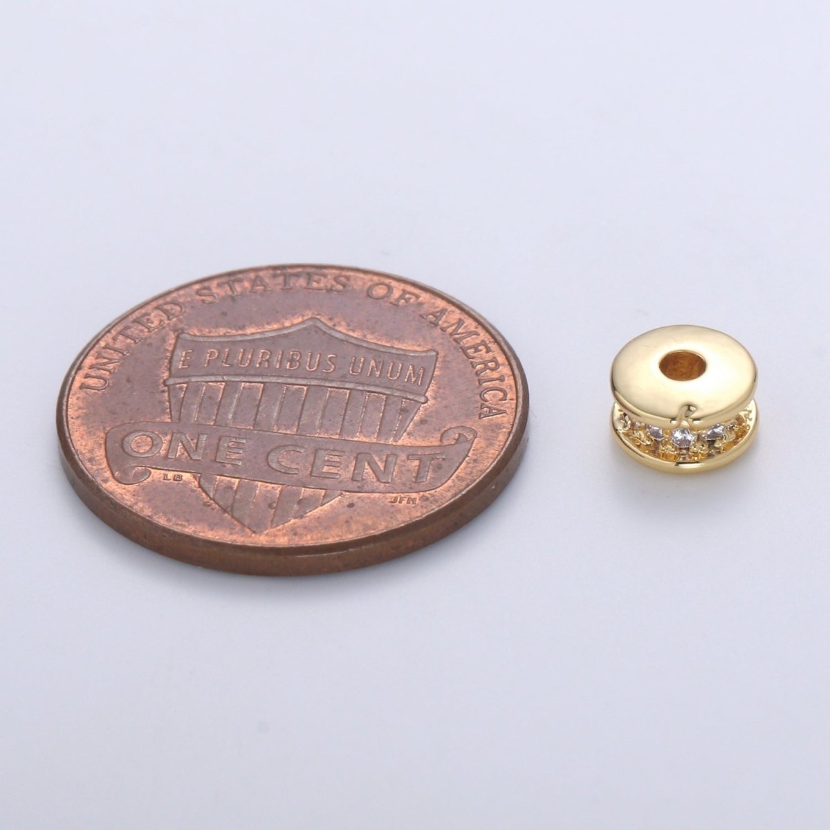 Wheel Spacer Beads CZ Micro Pave Round Rondelle Beads 14K Gold Filled Bead Spacer for Bracelet B-681 B-682 - DLUXCA