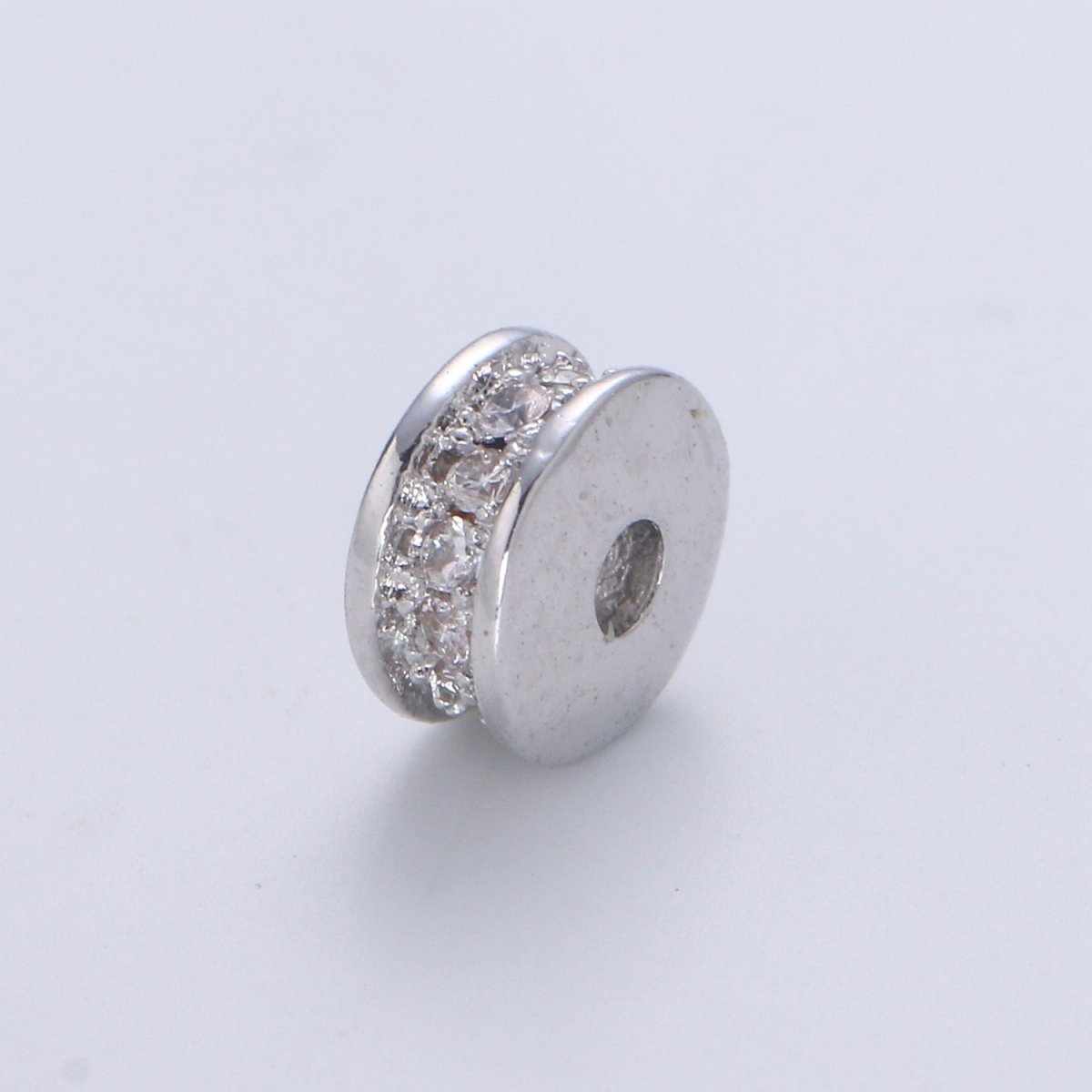 Wheel Spacer Beads CZ Micro Pave Round Rondelle Beads 14K Gold Filled Bead Spacer for Bracelet B-681 B-682 - DLUXCA